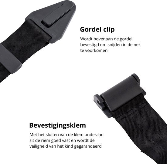 Gordelspanner voor Kinderen Zwart - Gordelbeschermer Tegen Snijden in de Nek - Gordelclip Gordelversteller Gordelverlenger - Gordelklem voor Kinderen