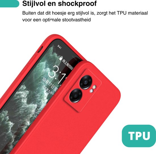 Hoesje Geschikt voor OPPO A57 / A57s - Rood - Stevige Shockproof Case - TPU Cover met Siliconen Touch - Backcover Telefoonhoesje