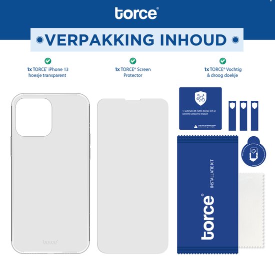 TORCE® iPhone 13 Hoesje - Case Transparant + Gratis Glass Screenprotector