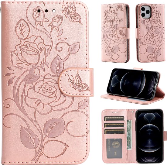 [EOL] Hoesje Rozen Roze - Geschikt voor OPPO Reno 7 4G - Portemonnee Book Case voor OPPO Reno7 - Boekje Met Kaarthouder / Pasjeshouder en Magneetsluiting - Booklet Beschermhoes - Boekhoesje met Draagkoord