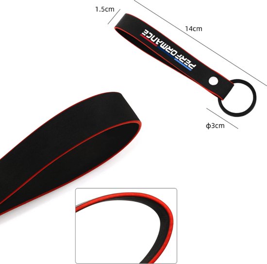 Auto Sleutelhanger Zwart & Rood - Performance - universeel/alle automerken - Sleutel Hanger Keychain Cadeau - Tas Hanger - Spiegel Hanger - Auto Accessoires