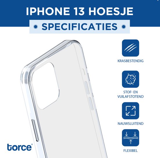 TORCE® iPhone 13 Hoesje - Case Transparant + Gratis Glass Screenprotector