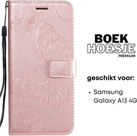 [EOL] Hoesje Vlinders Roze - Geschikt voor OPPO A16 / A16S / A54S - Portemonnee Book Case - Boekje Met Kaarthouder / Pasjeshouder en Magneetsluiting - Booklet Beschermhoes