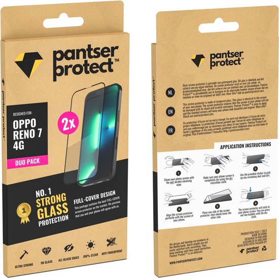 [EOL] DUO-PACK - 2x Pantser Protect™ Glass Screenprotector Geschikt voor OPPO Reno 7 4G - Case Friendly - Premium Pantserglas - Glazen Screen Protector