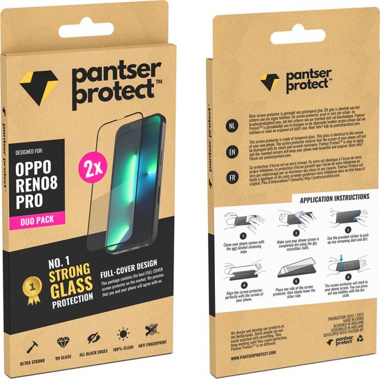 [EOL] DUO-PACK - 2x Pantser Protect™ Glass Screenprotector Geschikt voor OPPO Reno8 Pro - Case Friendly - Premium Pantserglas - Glazen Screen Protector OPPO Reno 8 Pro