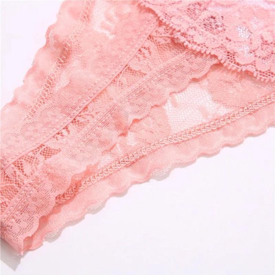 Dunne String met Kant - Doorzichtig - Roze - Sexy, Licht en Comfortabel - Dames Lingerie / Ondergoed - Maat M