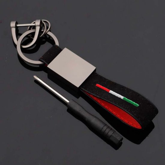 Premium Alcantara Auto Sleutelhanger - Italiaanse Vlag - Italiaanse Auto's / Universeel - Keychain Sleutel Hanger Cadeau - Auto Accessoires