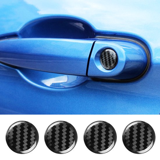 4x Carbon Look Sleutelgat Sticker - 20 MM - Auto Sleutelgat Stickers - Glossy Carbon Look - Zelfklevend - Geschikt voor Alle Automerken / Universeel
