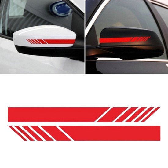 Auto Spiegelkap Stickers Rood - Set van 2 -  Spiegelkappen Striping Wrap - Autostickers Zijspiegels - Auto Accessoires Stickers