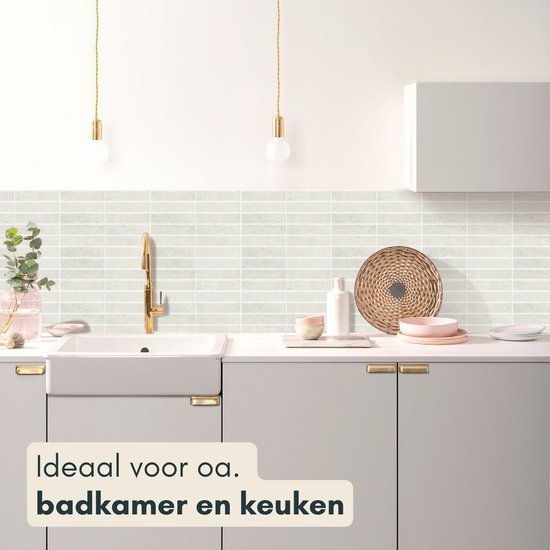Solusia Zelfklevende Plaktegels - Beige – 10 Hoogwaardige Plaktegels voor Wand – Waterdichte Wandpanelen voor Keuken, Badkamer en Toilet – 30 x 30 cm – Makkelijk aan te brengen - Tegeltjes Tegelstickers