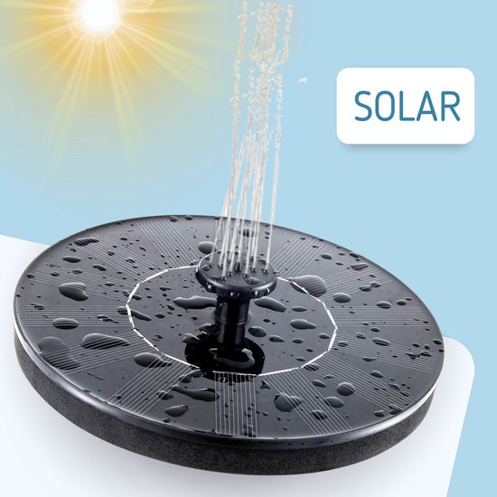 Solar Fontein op Zonne Energie - Drijvende Fontein Pomp - Solar Vijverpomp met Waterfontein - 8 Opzetstukken - Milieuvriendelijke Fontein - Voor Tuin / Vijver / Zwembad