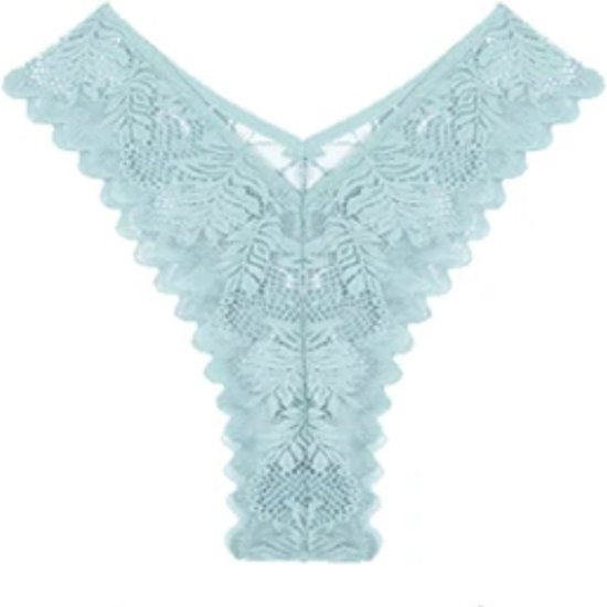 [EOL] High Waist Dames String met Kant - Mintgroen - Vrouwen Lingerie / Ondergoed - Maat XL