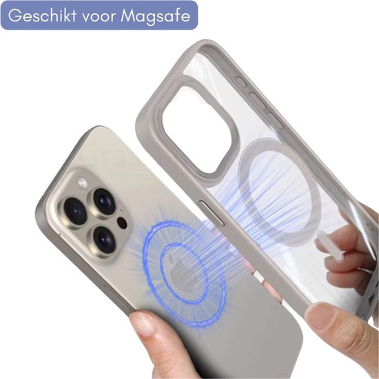 Transparant Magneet Ring Hoesje - Geschikt voor Apple iPhone 15 Pro Max - Groene Randen - Stevig Doorzichtig Shockproof - Magnetisch - TPU Rand - Anti Yellowing Achterkant (Magneetring Compatible)