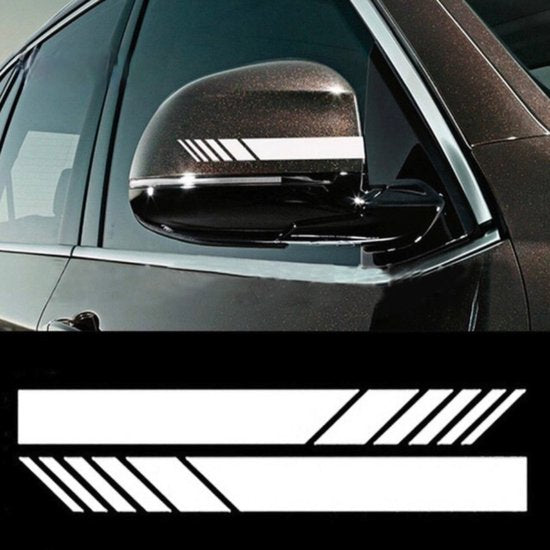 Auto Spiegelkap Stickers Wit - Set van 2 -  Spiegelkappen Striping Wrap - Autostickers Zijspiegels - Auto Accessoires Stickers