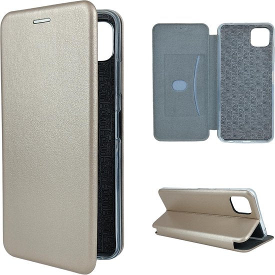 Wallet Hoesje Goud - Geschikt voor Samsung Galaxy A22 5G - Portemonnee Book Case - Boekje met Kaarthouder / Pasjeshouder en Magneetsluiting - Booklet Beschermhoes