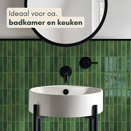 Solusia Zelfklevende Plaktegels - Groen – 10 Luxe Plaktegels voor Wand – Waterdichte Wandpanelen voor Keuken, Badkamer en Toilet – 25,4 x 20 cm – Makkelijk aan te brengen - Tegeltjes Tegelstickers