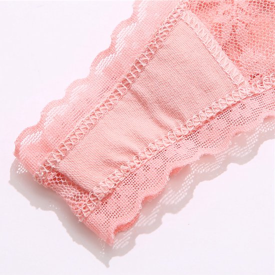 3 Pack - Dunne String van Kant - Doorzichtig - Wit, Zwart en Lichtroze - Sexy, Licht en Comfortabel - Dames Lingerie / Ondergoed Set - Maat M