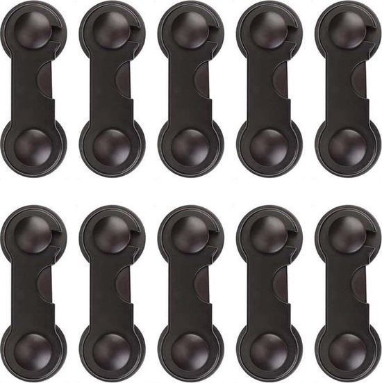 Kast en Ladesloten 10 Stuks - Deurvergrendeling Kinderen - Set van 10 Sloten - Kinderveiligheid - Anti-Opening Tool Slotjes - Bescherming voor Baby's, Kleuters en Peuters - Babyveiligheidsslot - Zwart
