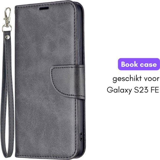 Hoesje Zwart - Geschikt voor Samsung Galaxy S23 FE - Portemonnee Book Case - Boekje Met Kaarthouder / Pasjeshouder en Magneetsluiting - Booklet - Wallet Beschermhoes - Telefoonhoesje