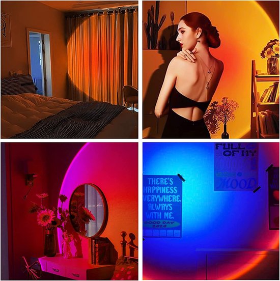 Sunset lamp - 16 kleuren - Projector lamp - Afstandsbediening - remote control - Zonsopgang - zonsondergang - Led Lamp - Sfeer verlichting - Zacht licht - summervibes