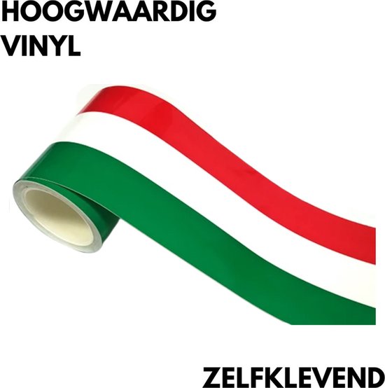 Auto Kleuren Sticker op Rol - 1 Meter x 7,5 CM - Italiaanse Vlag - Striping Wrap voor Grill, Zijspiegels en Skirts - Autostickers - Auto Accessoires Stickers - Past Bij Italiaanse Automerken
