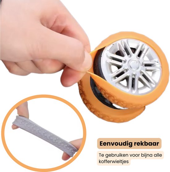Siliconen Wielbescherming Voor Trolley / Koffer - Geluidsreducerend - Wielbescherming - Reiskoffer Accessoires - Set Van 8 Stuks Oranje