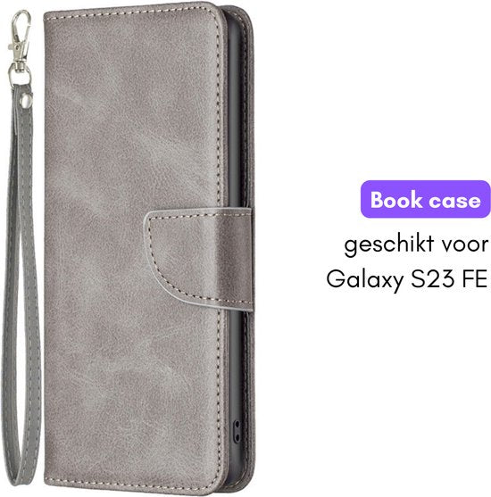 Hoesje Grijs - Geschikt voor Samsung Galaxy S23 FE - Portemonnee Book Case - Boekje Met Kaarthouder / Pasjeshouder en Magneetsluiting - Booklet - Wallet Beschermhoes - Telefoonhoesje