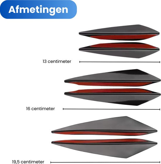 Universele Voorbumper Spoiler Set - 6 Stuks - Zwart - Spoiler Vinnen - Autospoiler - Bumper Strips Lip - Frontsplitter - Canards - Tuning Auto Accessoires