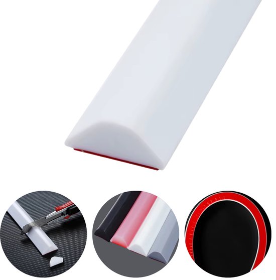 Badkamer Waterbarrière Strip - Douchedrempel 200 cm - Driehoek - Zelfklevende Siliconen Waterstopper - Waterstopper Tegen Waterlekkage - Waterkering voor Douche, Bad en Keuken - Wit