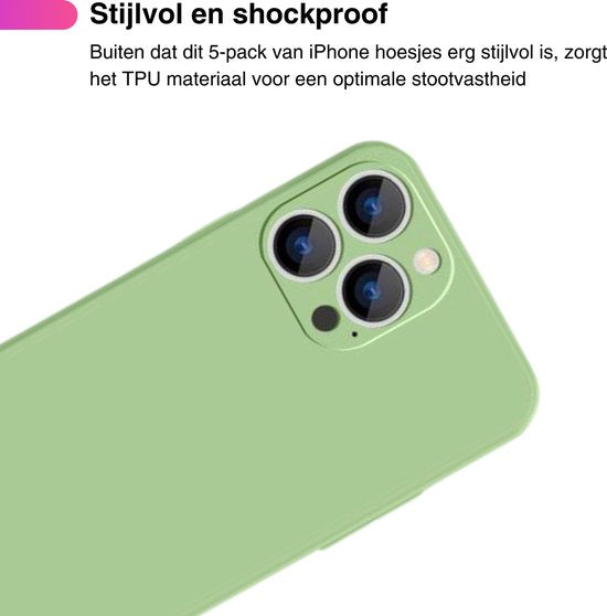 5 PACK - Hoesje Geschikt voor  Apple iPhone 15 Pro Max  - 5x Siliconen Shock Proof Case - Stevige TPU Cover - Multipack met Groen, Zwart, Lichtblauw, Donkerblauw en Paars