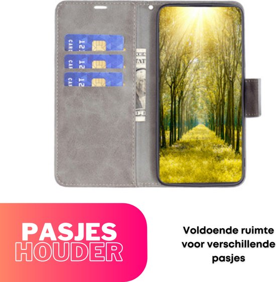 Hoesje Grijs - Geschikt voor Samsung Galaxy A54 5G - Portemonnee Book Case - Boekje Met Kaarthouder / Pasjeshouder en Magneetsluiting - Booklet Beschermhoes