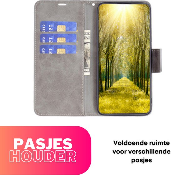 Hoesje Grijs - Geschikt voor Samsung Galaxy A34 5G - Portemonnee Book Case - Boekje Met Kaarthouder / Pasjeshouder en Magneetsluiting - Booklet Beschermhoes