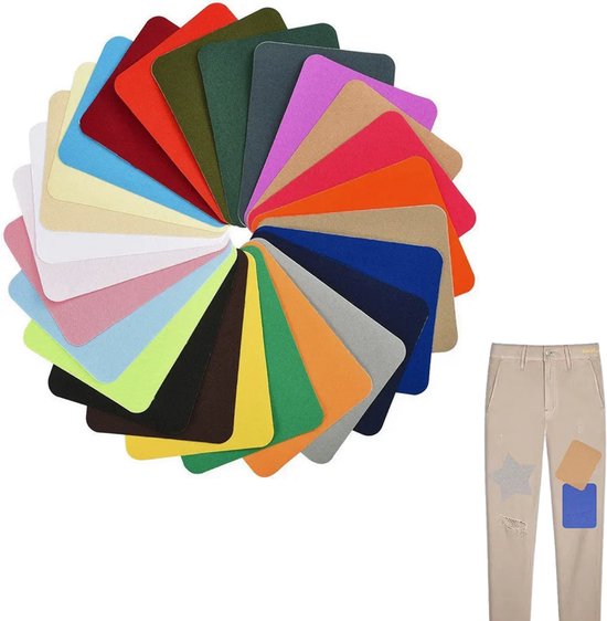 Kleding Reparatie Patches - Set van 26 Kleuren - Opstrijkbare Lapjes - Zelfklevende Reparatie - DIY