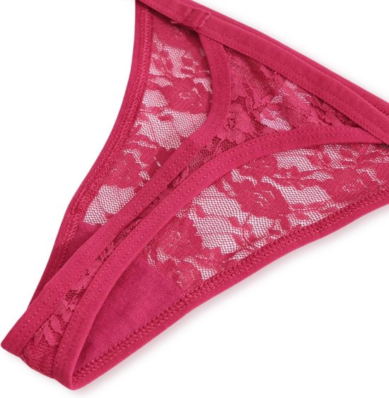 Luxe Dames String - 2 Pack met Zwart & Rood - Dames Lingerie / Ondergoed Set - Maat M