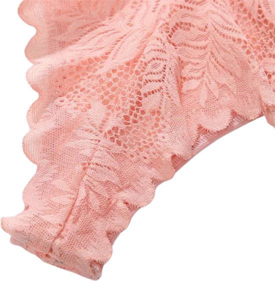 Sexy Brazilian Dames String - Kant - Roze - Dames Lingerie / Ondergoed - Maat M