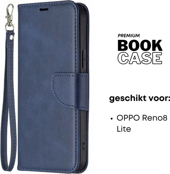[EOL] Hoesje Blauw - Geschikt voor OPPO Reno 8 Lite - Portemonnee Book Case - OPPO Reno8 Lite Boekje Met Kaarthouder / Pasjeshouder en Magneetsluiting - Booklet - Wallet Beschermhoes Kunstleer