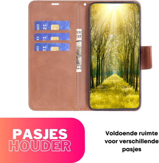 Hoesje Bruin - Geschikt voor Samsung Galaxy S23 S23+ / S23 Plus - Portemonnee Book Case - Boekje Met Kaarthouder / Pasjeshouder en Magneetsluiting - Booklet - Wallet Beschermhoes - Telefoonhoesje