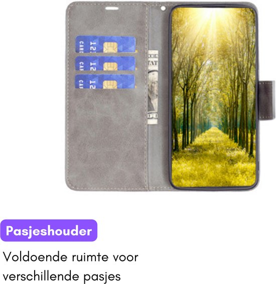 Hoesje Grijs geschikt voor OPPO A79 5G - Portemonnee Book Case - Boekje Met Kaarthouder / Pasjeshouder en Magneetsluiting - Booklet - Wallet Beschermhoes - Telefoonhoesje