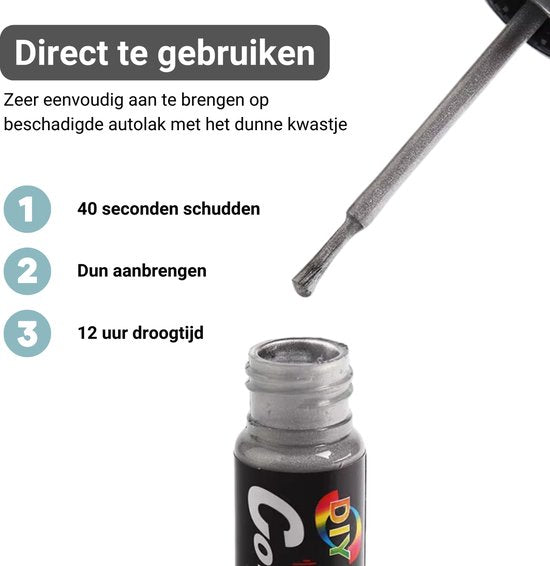 Autolak Lakstift Zilver – Reparatie Lak met Kwastje Grijs – Geschikt voor Toyota Aygo, Citroën C1 & Peugeot 107 – Steenslag & Krasherstel – Kras stift - Autolak - Krassen Verwijderaar 12ml