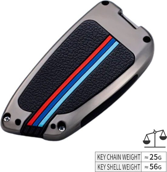 Premium Sleutelcover - Sleutelhoesje Geschikt voor BMW 1 serie / 3 serie / 5 Serie / 7 Serie / X1 / X3 / X4 / X5 / F16 / G20 / G30 / F11 / M - Metaal en Siliconen - Gunmetal Sleutel Hoesje - Met Haak - Auto Accessoires