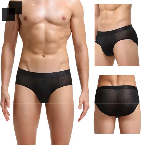 Heren Slip Transparant  - Slip Doorzichtig Zwart - Sexy Mesh Design - Mannen Onderbroek - Lingerie Voor Mannen - Ondergoed Maat XL