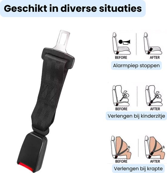 Gordel Verlenger - 23 CM - Autogordel Gesp - Veilig Gordel Verlengstuk - Waarschuwing Stopper - Stevige Gordel Clip - Autogordel Piep - Auto Accessoires