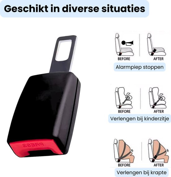Hoogwaardige Gordel Verlenger - Set van 2 - Originele Kwaliteit Gesp - Veilige Gordel Piep Stopper - Waarschuwing Stopper - Stevige Gordel Clip - Autogordel Piep - Auto Accessoires