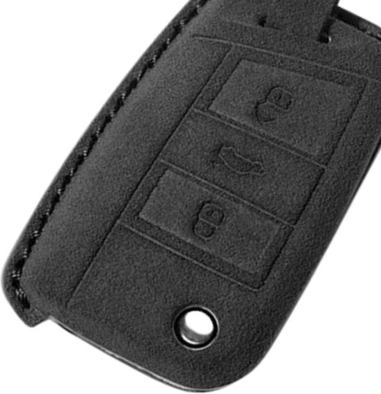 Luxe Alcantara Sleutelcover - Sleutelhoesje Geschikt voor Volkswagen Golf / Tiguan - Seat Leon / Ateca / Ibiza - Skoda Kodiaq / Octavia / Karoq - Alcantara Look - Zacht Sleutel Hoesje - Met Hanger - Auto Accessoires