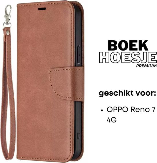 [EOL] Hoesje Bruin - Geschikt voor OPPO Reno 7 4G - Portemonnee Book Case - Boekje Met Kaarthouder / Pasjeshouder en Magneetsluiting - Booklet Beschermhoes Kunstleer