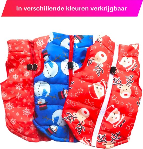 Kerst Bodywarmer Hond & Kat - Maat S - Winter - Honden Kerstpakje Rood Sneeuwvlokken - Kerstpak voor Honden en Katten - Honden Verkleed Kostuums - Kerstkostuum - Hondenkleding