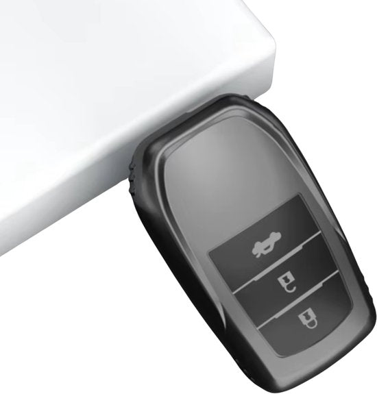 Zachte TPU Sleutelcover - Sleutelhoesje Geschikt voor Toyota Yaris Cross / Hilux / Innova / Fortuner / Camry / Land Cruiser 200 / Land Cruiser 300 / Prado / Crown / TLK 200 - Space Grey - Key Cover - Auto Accessoires