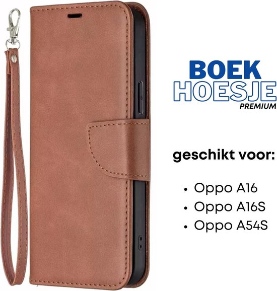 [EOL] Hoesje Bruin - Geschikt voor OPPO A16 / A16S / A54S  - Portemonnee Book Case - Boekje Met Kaarthouder / Pasjeshouder en Magneetsluiting - Booklet Beschermhoes Kunstleer