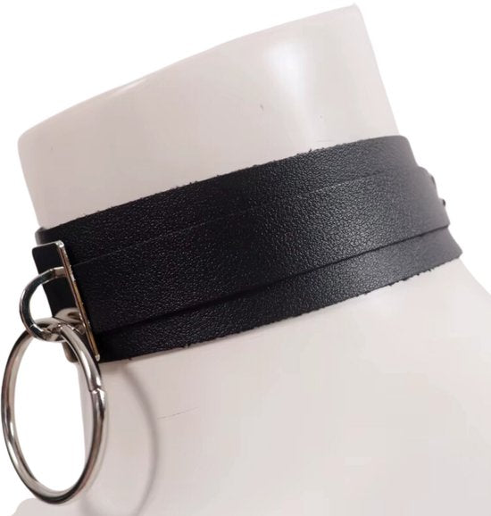 Sexy BDSM Choker Hals –  Bondage Harnas - Kunstleer met Ring – One Size – Mannen en Vrouwen - Erotiek & Bondage - Tuigje - BDSM Sex Toys