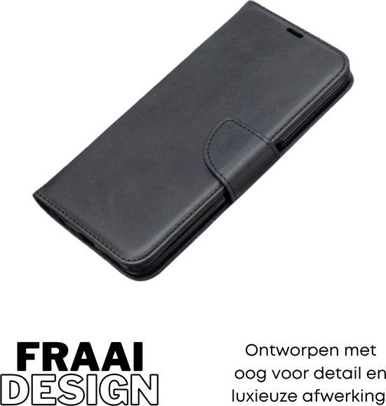 Hoesje Zwart - Geschikt voor OPPO A17  - Portemonnee Book Case - Boekje Met Kaarthouder / Pasjeshouder en Magneetsluiting - Booklet Beschermhoes - Boekhoesje met Draagkoord